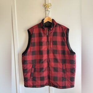 Smith's‎ Workwear Men's Printed Sherpa-Lined Vest Red Buffalo Plaid Size XL